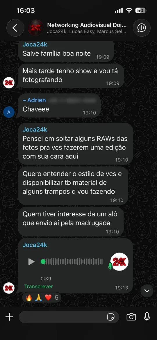 Print do grupo Networking Audiovisual 24K